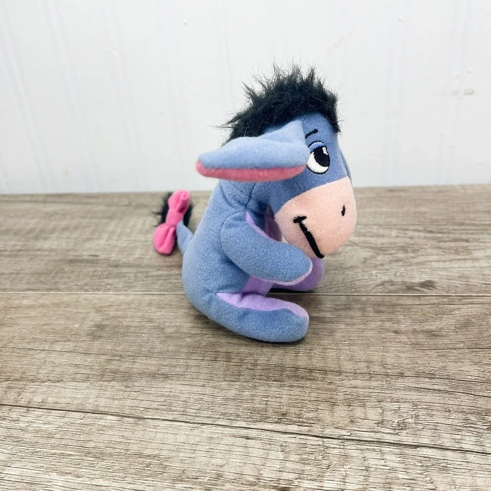 Disney Winnie the Pooh Eeyore Plush Blue Purple Bean Bag Toy 5 inch